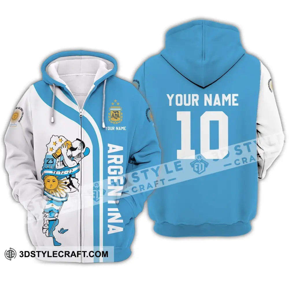 Unisex Shirt - Custom Name And Number Argentina National Team Afa Zipper Hoodie / S T-Shirt