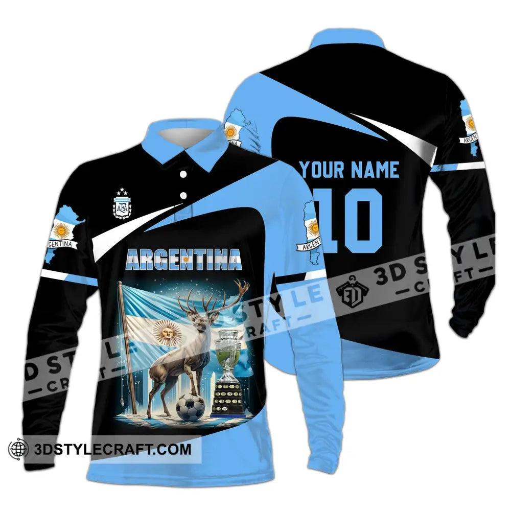 Unisex Shirt - Custom Name And Number Argentina National Team Lover Long Sleeve Polo / S T-Shirt