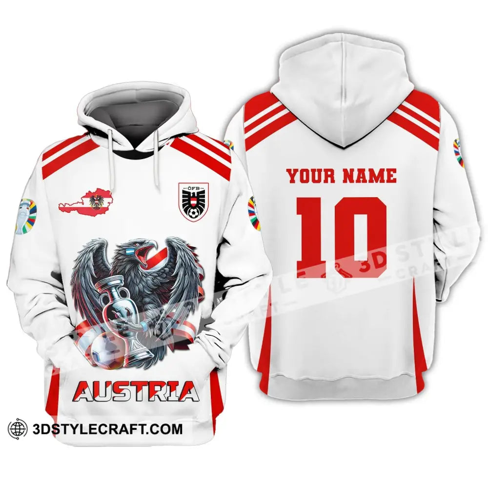 Unisex Shirt Custom Name and Number Austria Football Shirt Euro 2024 Austria Football Polo Long Sleeve Shirt Hoodie / S