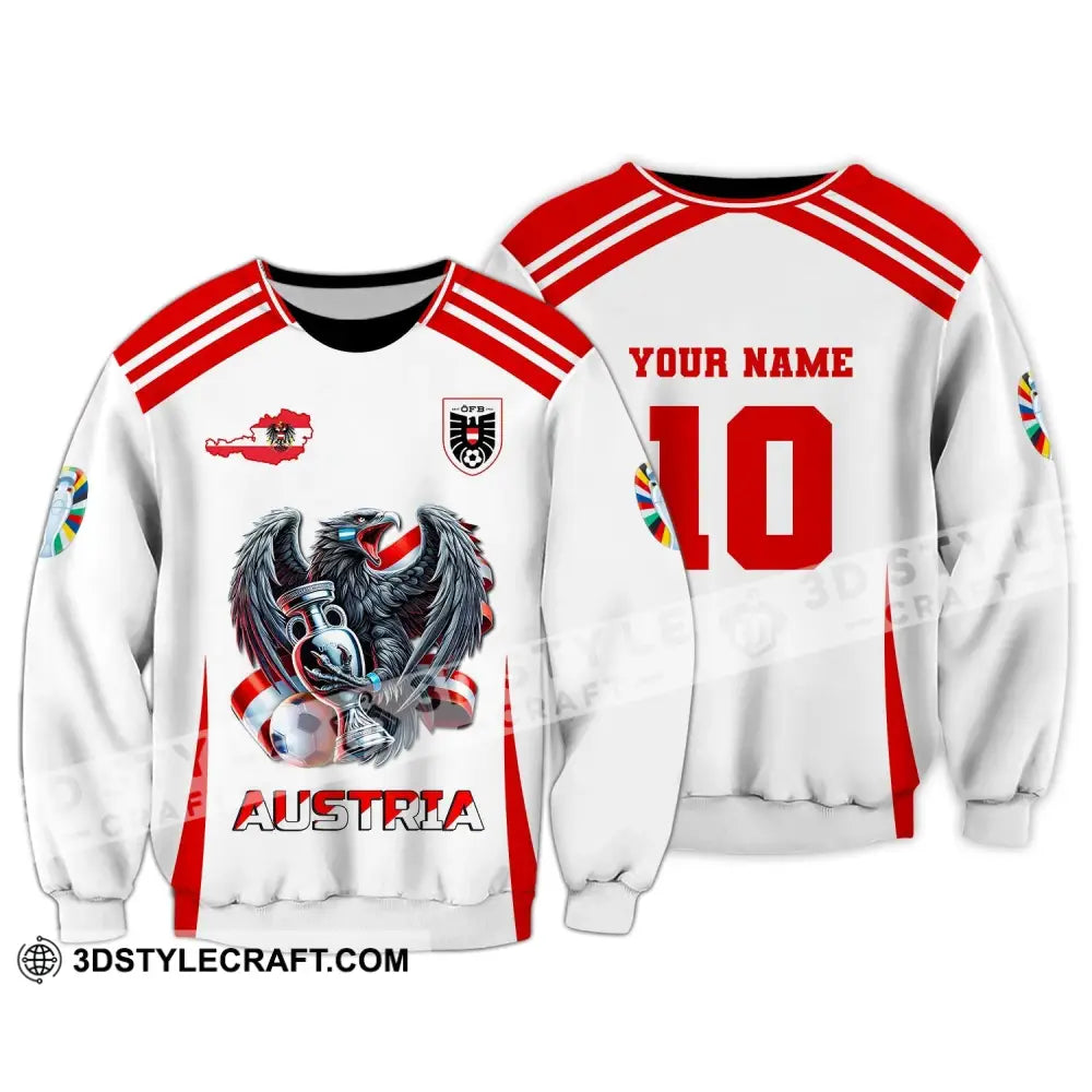 Unisex Shirt Custom Name and Number Austria Football Shirt Euro 2024 Austria Football Polo Long Sleeve Shirt Long