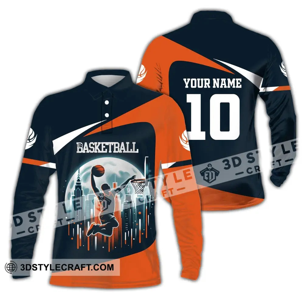 Unisex Shirt Custom Name And Number Basketball Club Uniform Hoodie T-Shirt Long Sleeve Polo / S