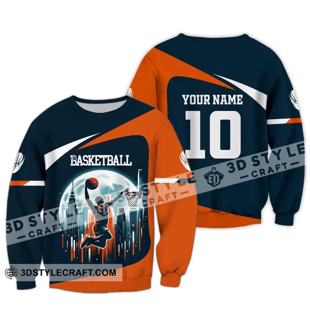 Unisex Shirt Custom Name And Number Basketball Club Uniform Hoodie T-Shirt Long Sleeve / S