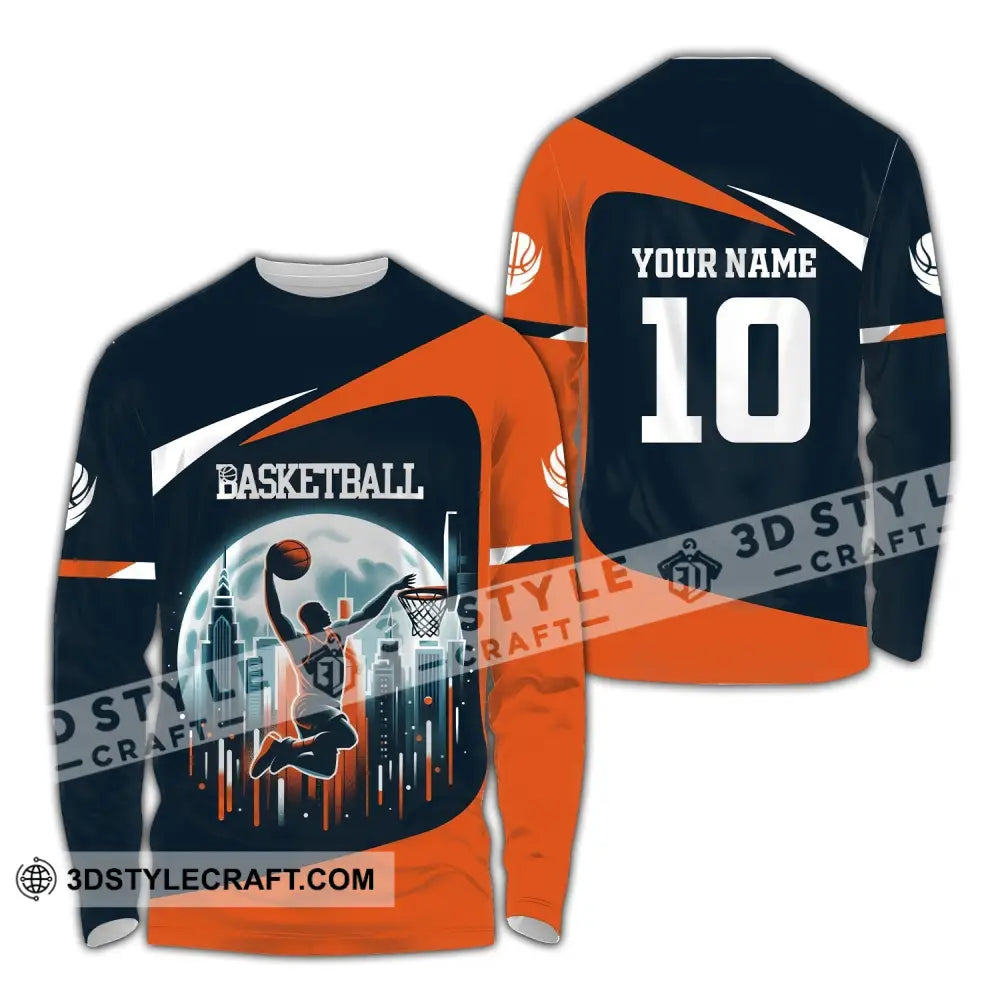 Unisex Shirt Custom Name And Number Basketball Club Uniform Hoodie T-Shirt Long Sleeve / S