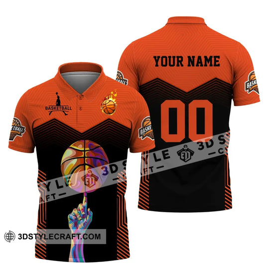 Unisex Shirt, Custom Name and Number Basketball Shirt, Basketball Lover T-Shirt Long Sleeve Polo Shirt style option 4