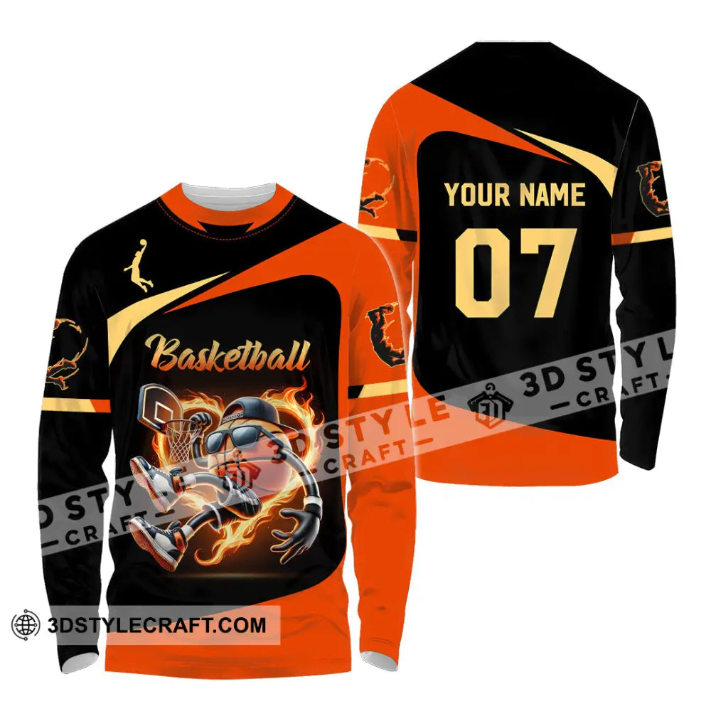 Unisex Shirt Custom Name And Number Basketball Polo Long Sleeve Gift / S T-Shirt