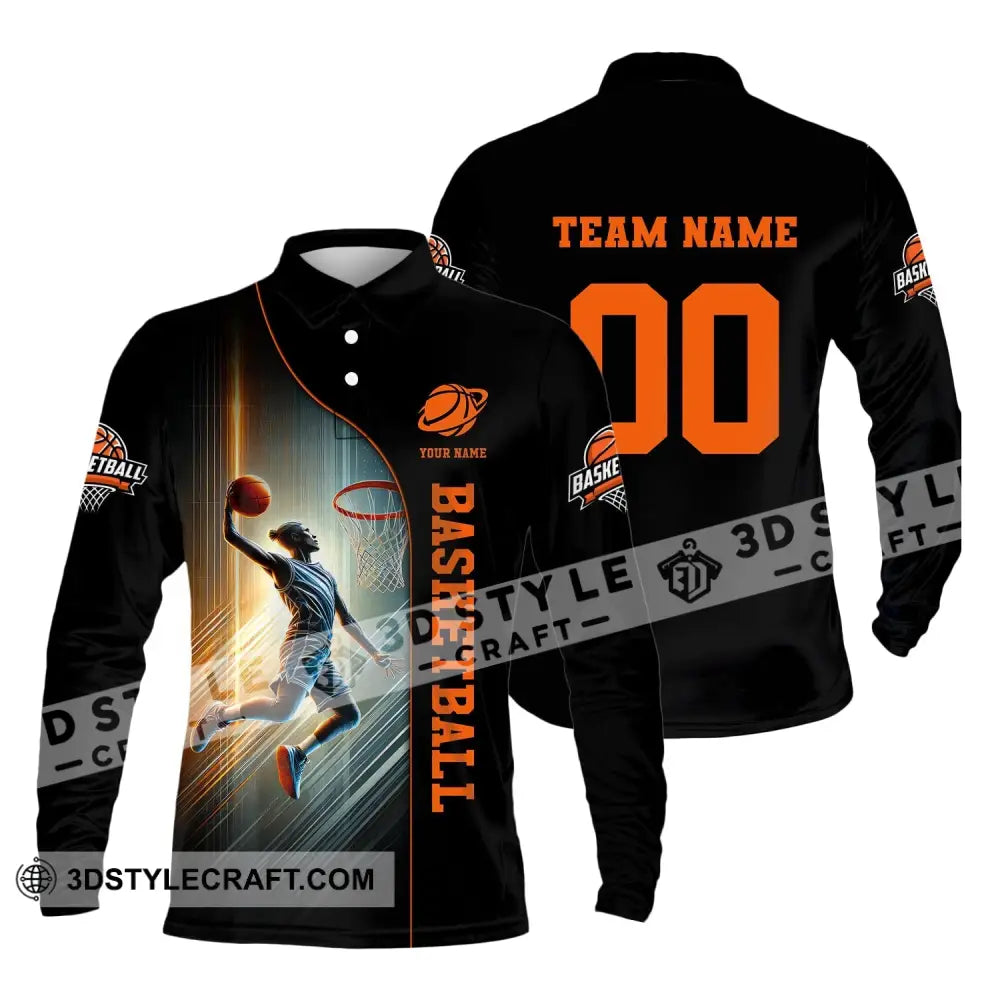 Unisex Shirt Custom Name And Number Basketball Polo Long Sleeve / S T-Shirt