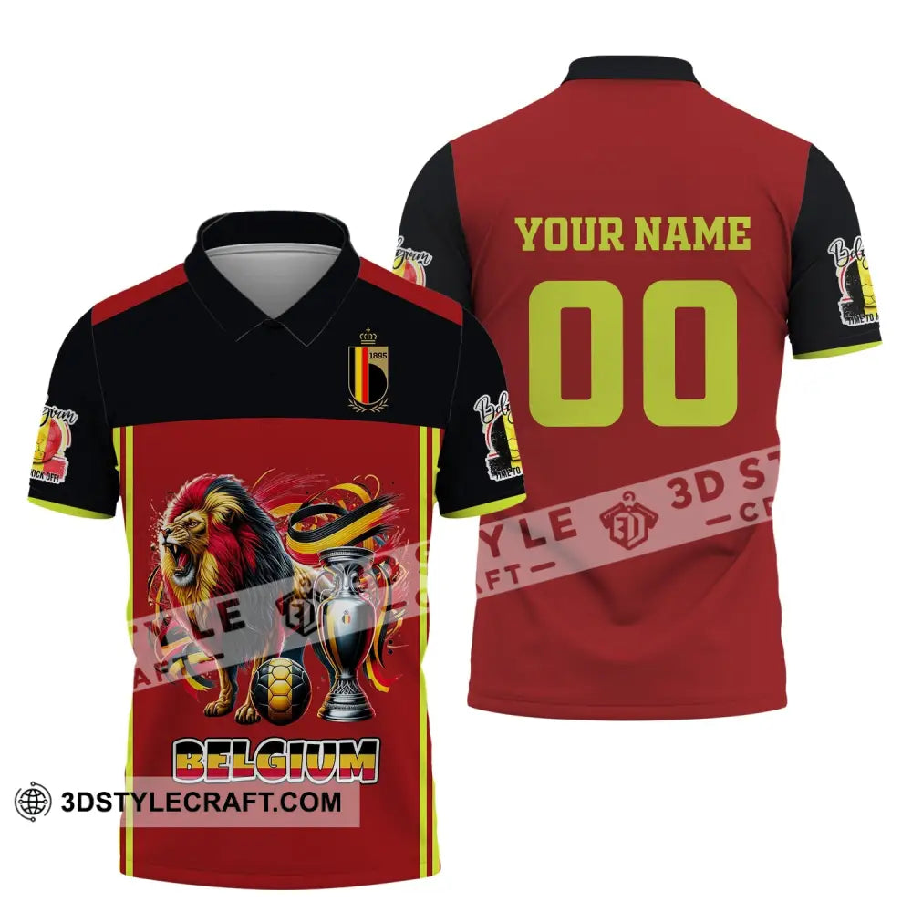 Unisex Shirt Custom Name And Number Belgium Football Polo Euro 2024 Hoodie Long Sleeve / S T-Shirt