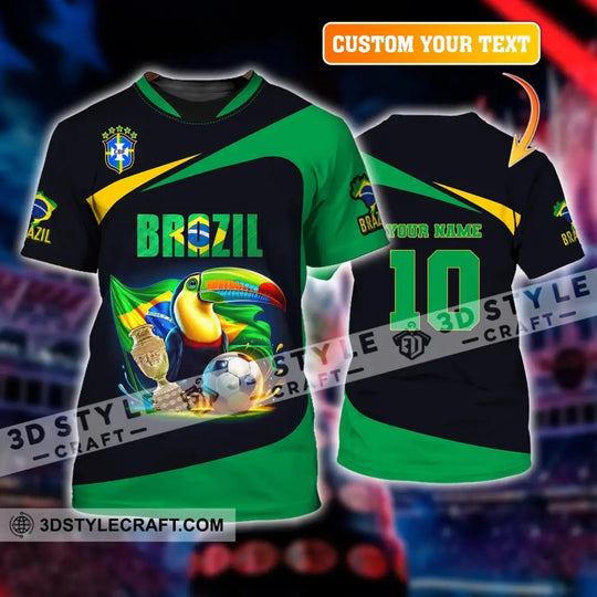 Unisex Shirt, Custom Name and Number Brazil Football Shirt, Euro 2024 Brazil Football Polo Long Sleeve Shirt style option 1
