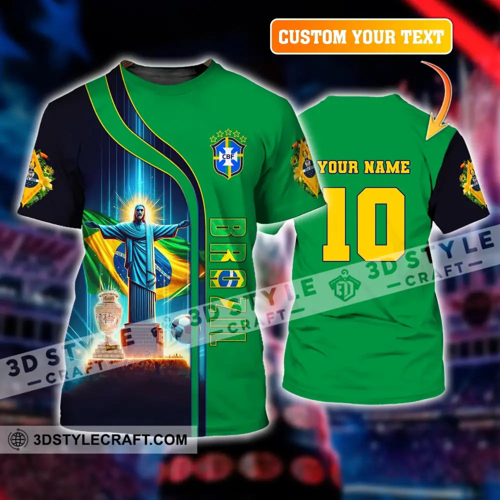 Unisex Shirt Custom Name And Number Brazil Football T-Shirt Euro 2024 Polo Long Sleeve