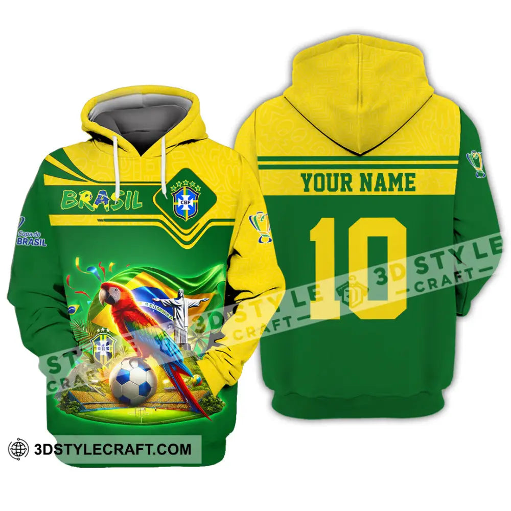 Unisex Shirt Custom Name and Number Brazil Football T-Shirt Brazil Football Polo Long Sleeve Shirt T-Shirt