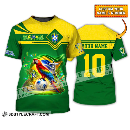 Unisex Shirt, Custom Name and Number Brazil Football T-Shirt, Brazil Football Polo Long Sleeve Shirt style option 1
