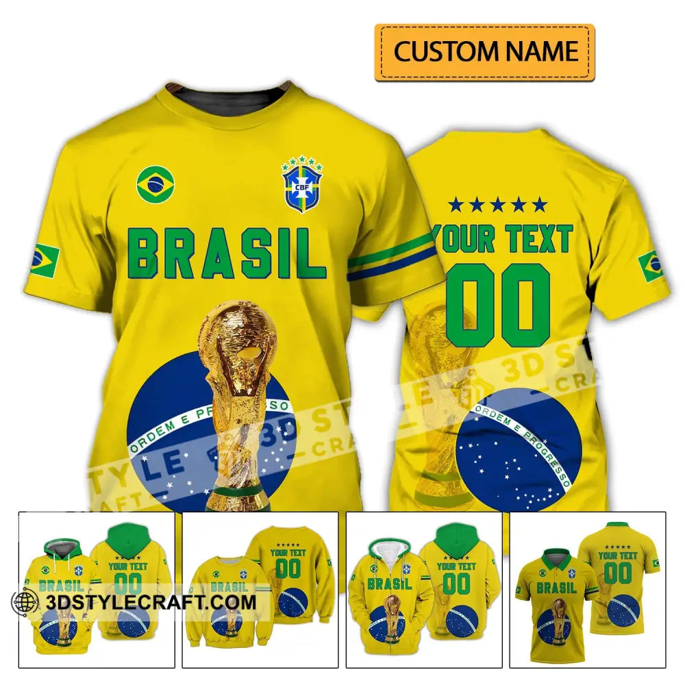 Unisex Shirt - Custom Name And Number Brazil Go Champions Selecao Campeao Sport T-Shirt