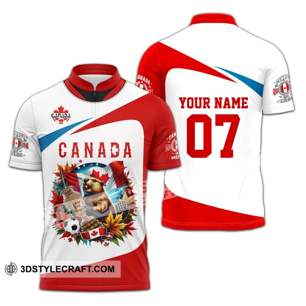 Unisex Shirt - Custom Name And Number Canada Team Copa 2024 Zipper Polo / S T-Shirt