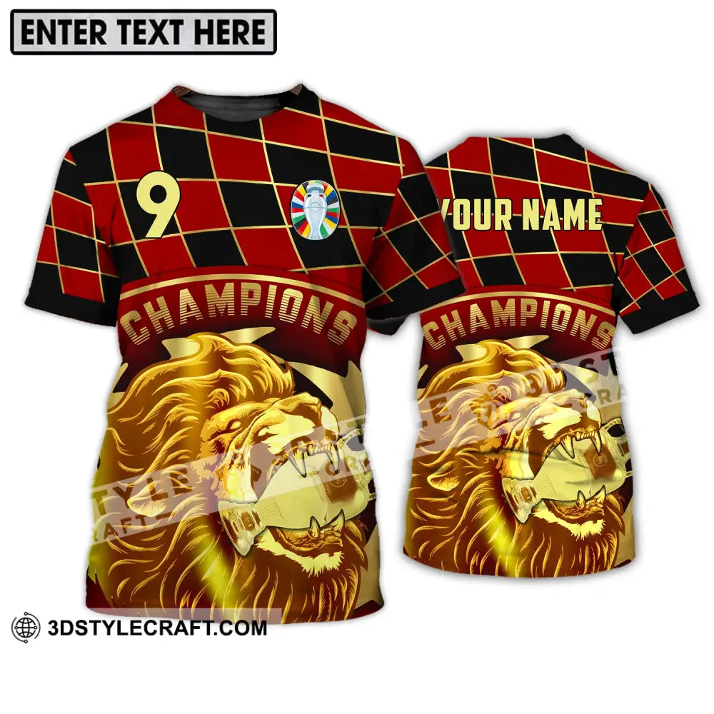 Unisex Shirt - Custom Name And Number Champions Gold Lion T-Shirt / S T-Shirt