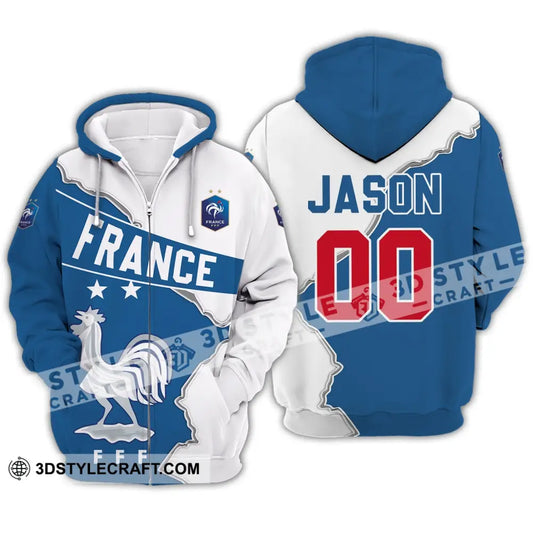 Unisex Shirt - Custom Name And Number Chicken France Fff Team Lover Euro 2024 Zipper Hoodie / S