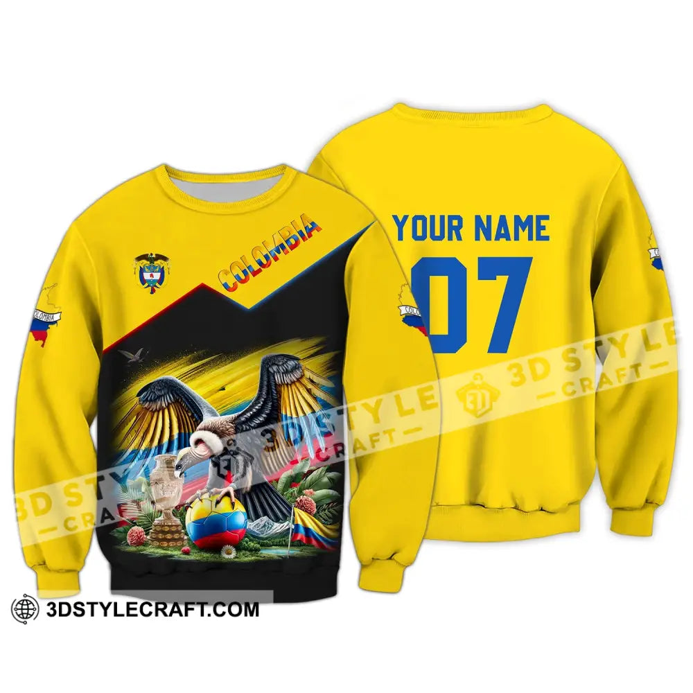 Unisex Shirt - Custom Name And Number Colombia National Team Cup Long Sleeve / S T-Shirt