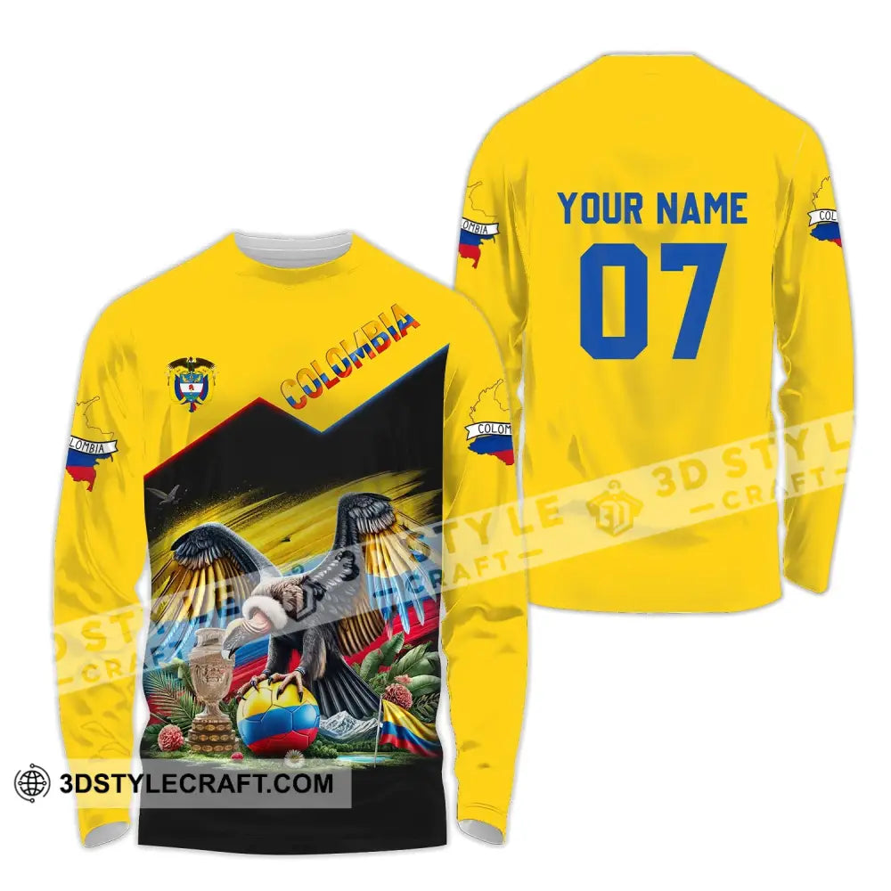 Unisex Shirt - Custom Name And Number Colombia National Team Cup Long Sleeve / S T-Shirt