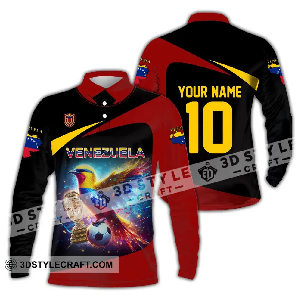 Unisex Shirt - Custom Name And Number Copa 2024 Cup Sport Venezuela Team Long Sleeve Polo / S