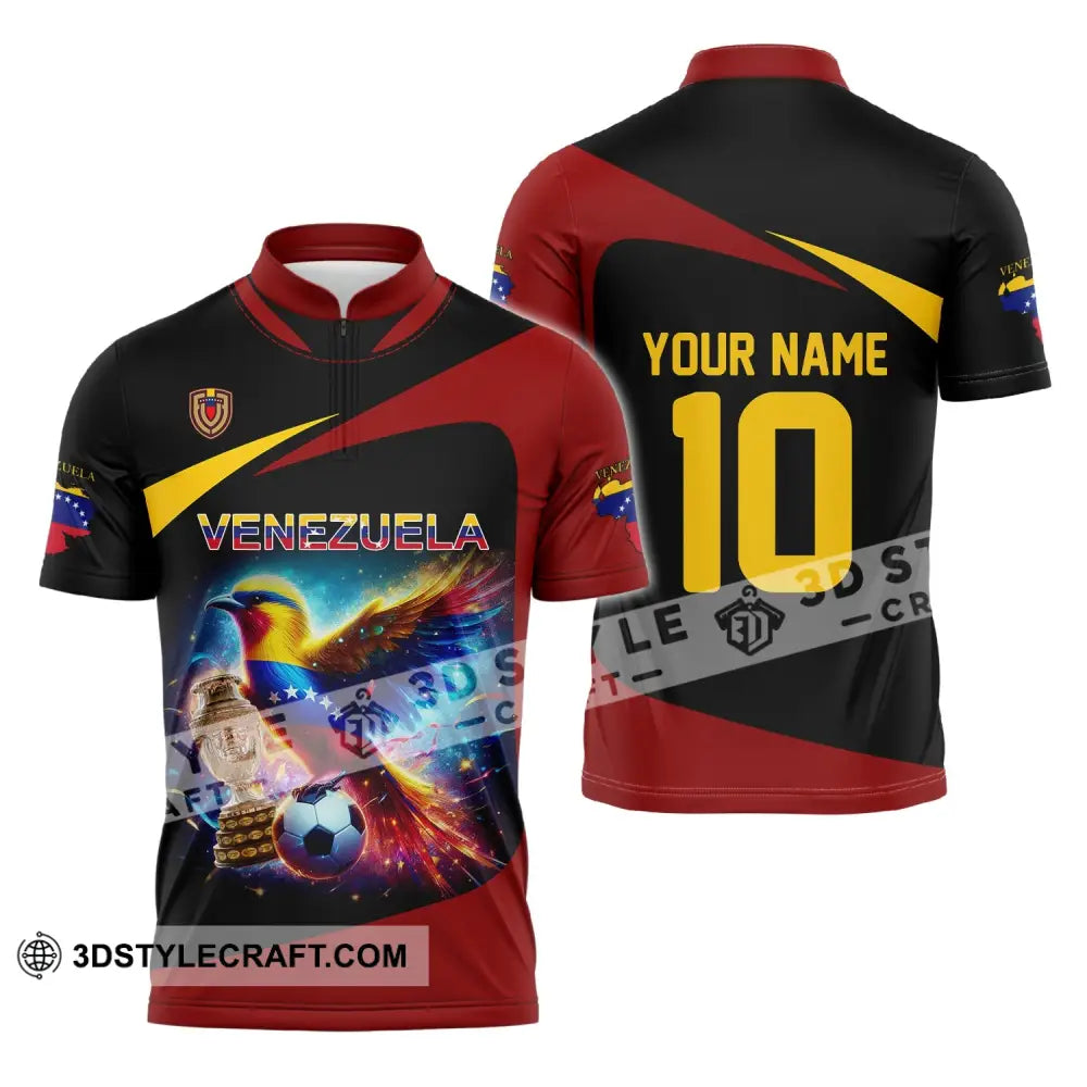 Unisex Shirt - Custom Name And Number Copa 2024 Cup Sport Venezuela Team Zipper Polo / S T-Shirt