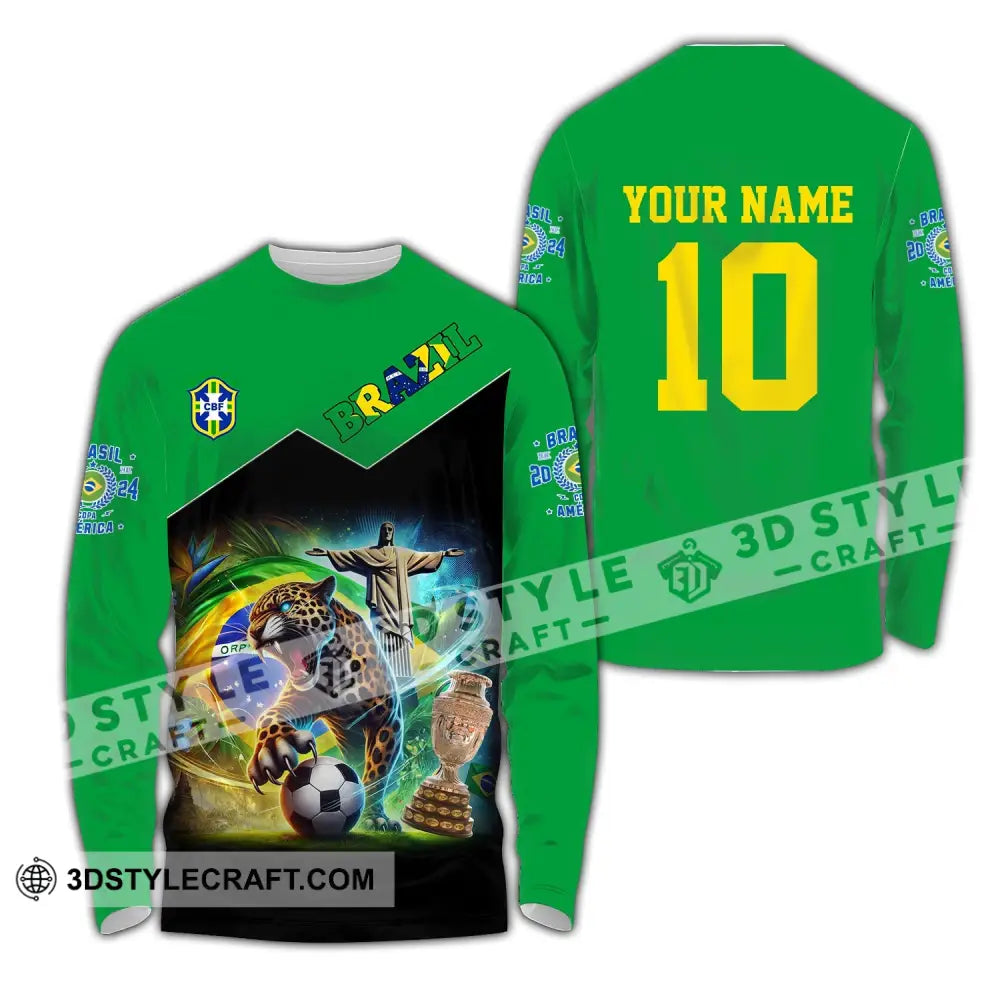 Unisex Shirt - Custom Name And Number Copa 2024 Sport Brazil Team Long Sleeve / S T-Shirt