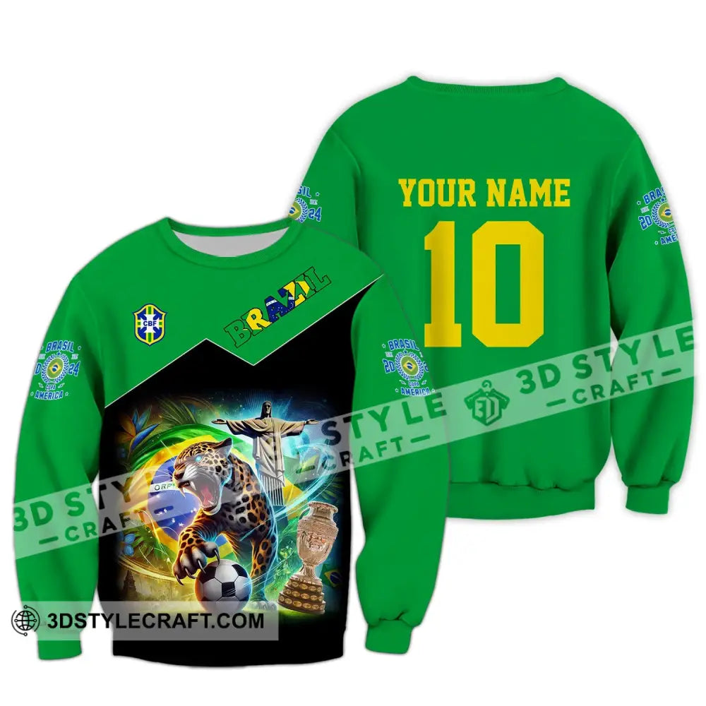 Unisex Shirt - Custom Name And Number Copa 2024 Sport Brazil Team Long Sleeve / S T-Shirt