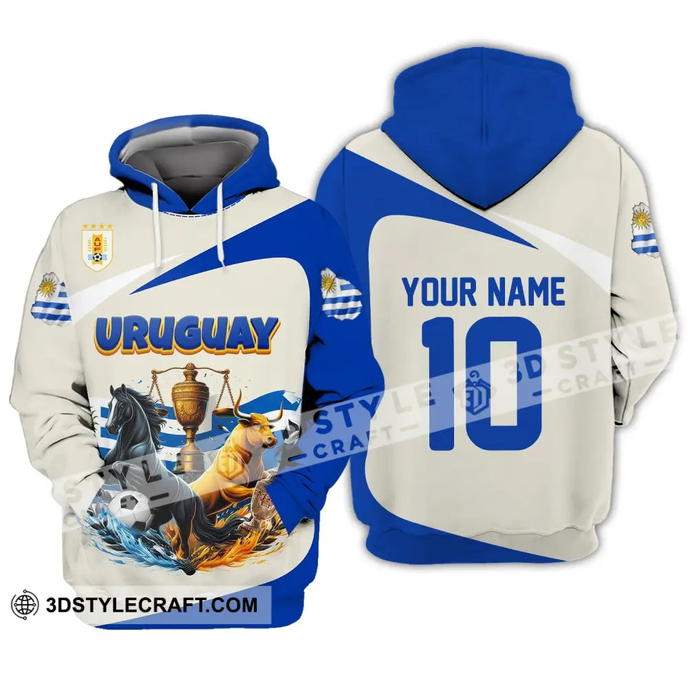 Unisex Shirt - Custom Name And Number Copa 2024 Sport Uruguay Flag Color Hoodie / S T-Shirt