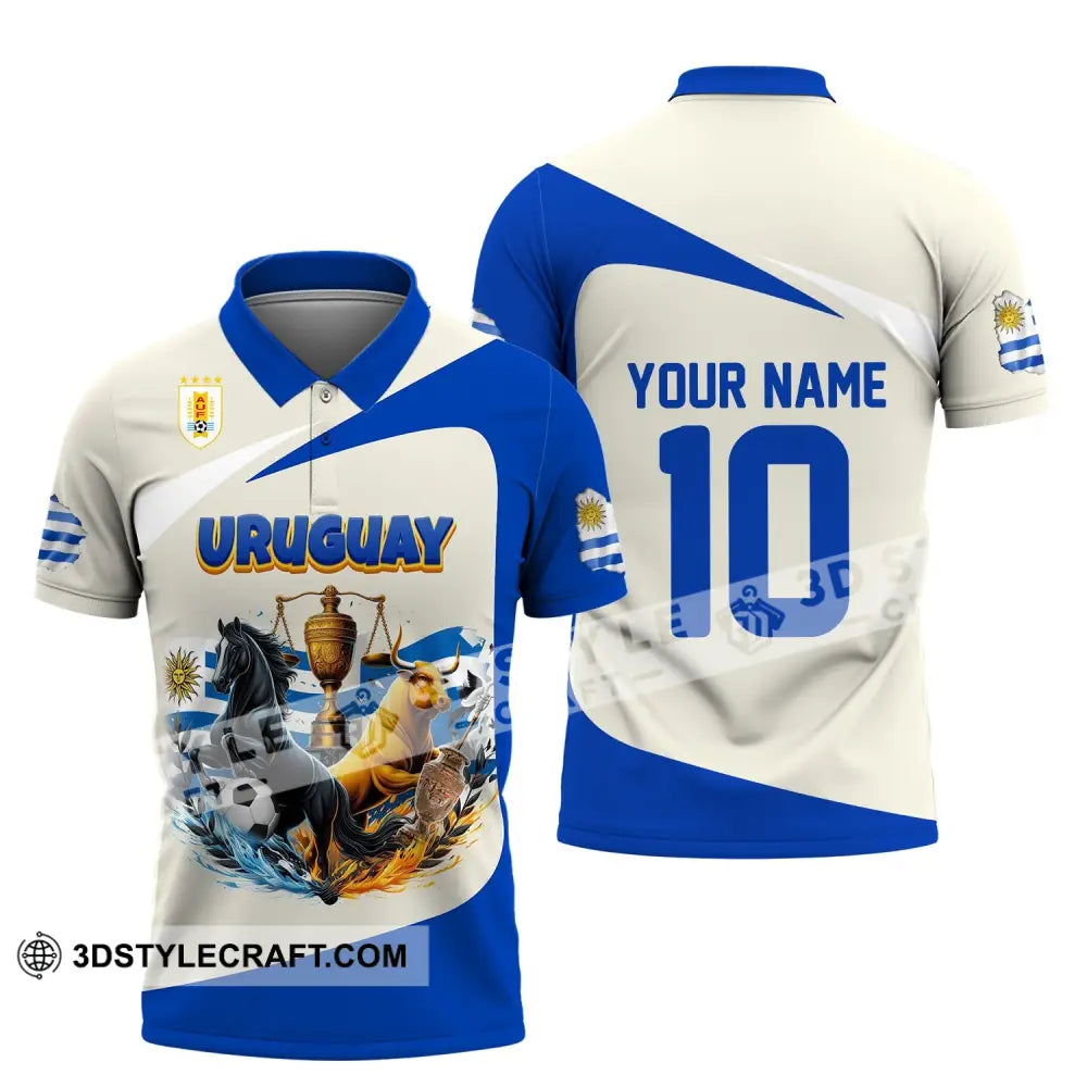 Unisex Shirt - Custom Name And Number Copa 2024 Sport Uruguay Flag Color Polo / S T-Shirt