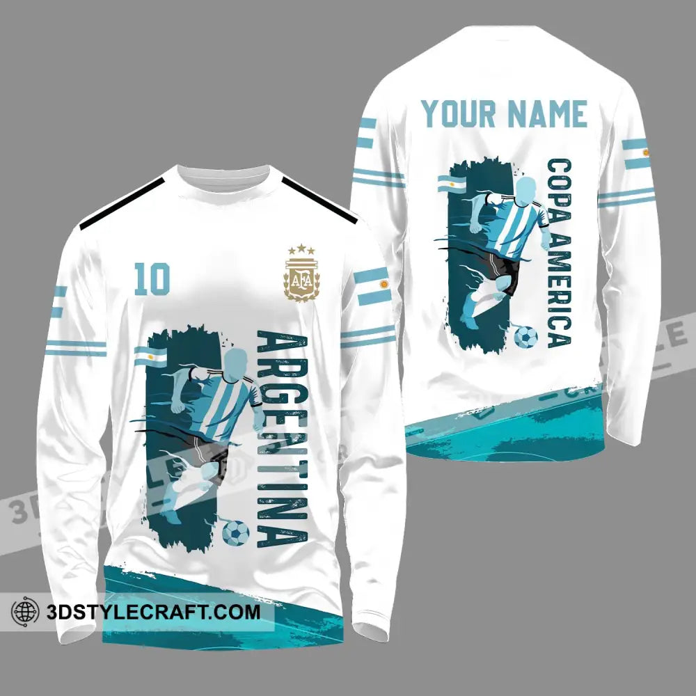 Unisex Shirt - Custom Name And Number Copa America Argentina Long Sleeve / S T-Shirt