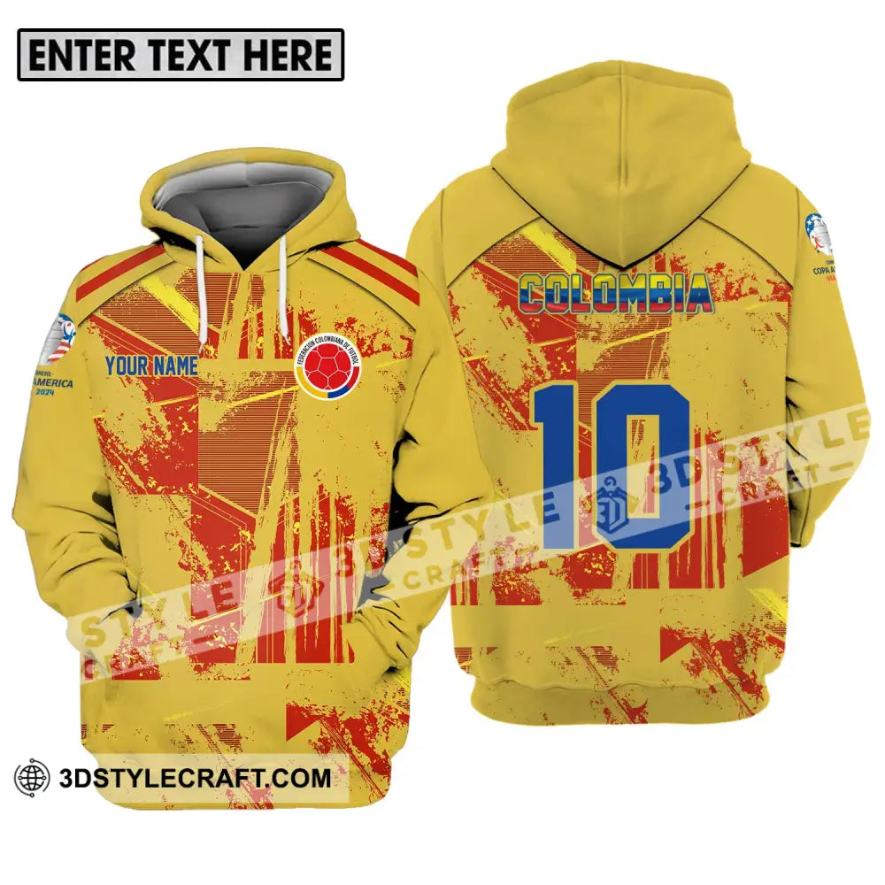 Unisex Shirt - Custom Name And Number Copa America Golden Colombia Hoodie / S T-Shirt