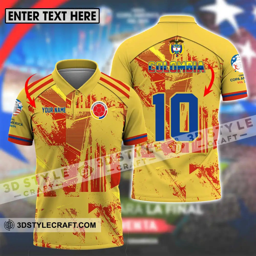 Unisex Shirt - Custom Name And Number Copa America Golden Colombia T-Shirt