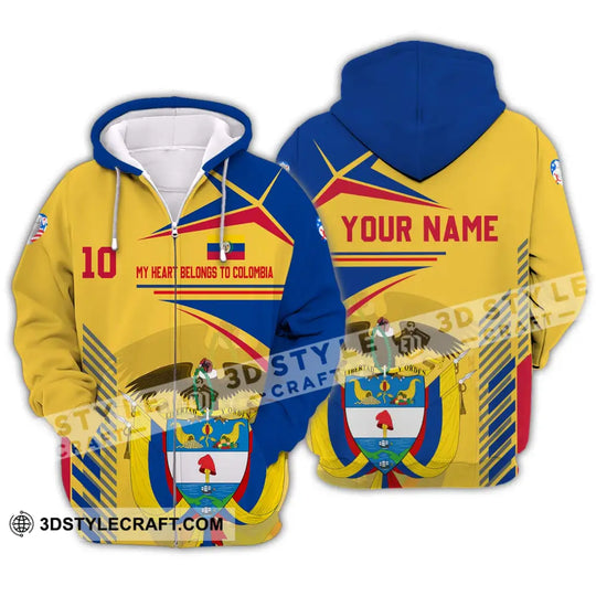 Unisex Shirt - Custom Name And Number Copa America Shirt, Golden My Heart Belongs To Colombia style option 2