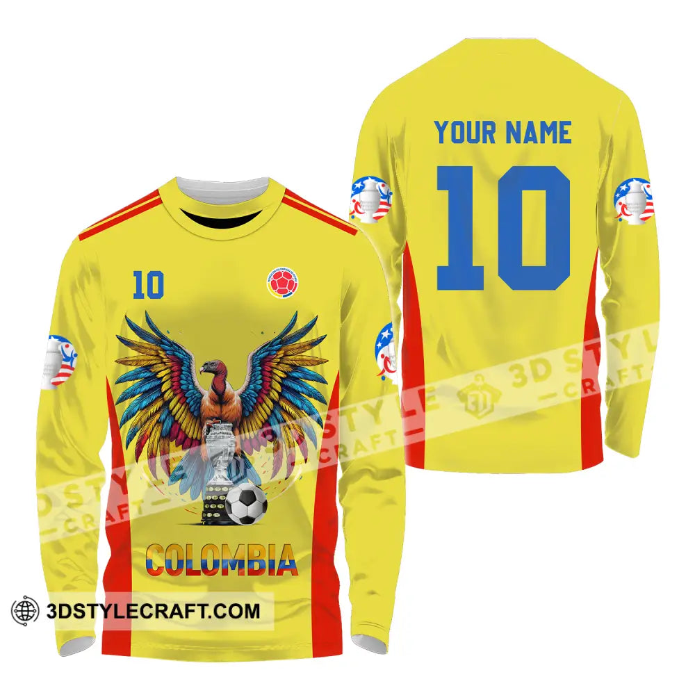 Unisex Shirt - Custom Name And Number Copa America Sport Colombia Long Sleeve / S T-Shirt