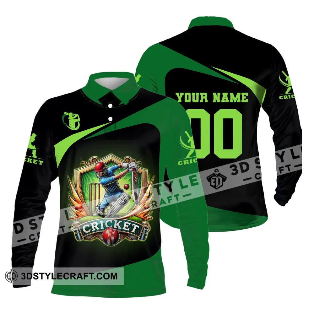 Unisex Shirt Custom Name And Number Cricket Lover Hoodie Polo Long Sleeve Gift For Players / S