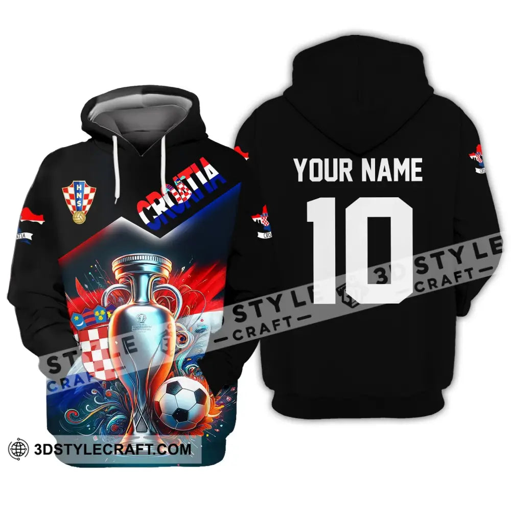 Unisex Shirt Custom Name And Number Croatia Football Polo Euro 2024 Hoodie Long Sleeve / S T-Shirt