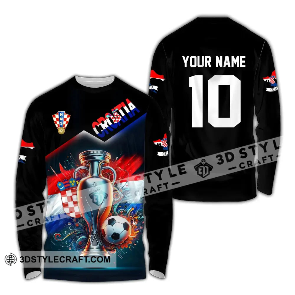 Unisex Shirt Custom Name And Number Croatia Football Polo Euro 2024 Hoodie Long Sleeve / S T-Shirt