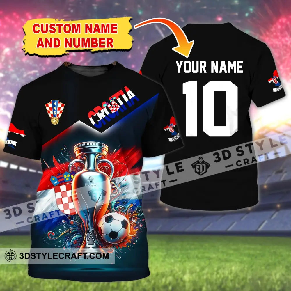 Unisex Shirt Custom Name And Number Croatia Football Polo Euro 2024 Hoodie Long Sleeve T-Shirt