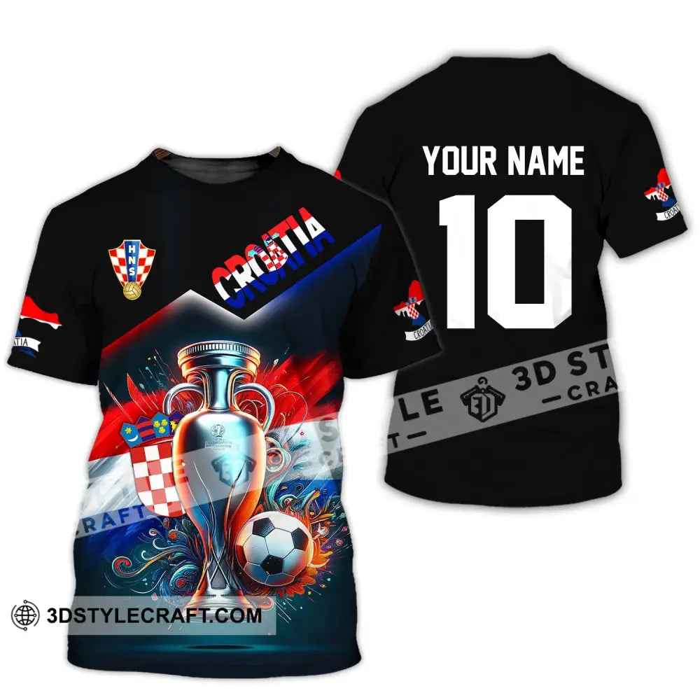 Unisex Shirt Custom Name And Number Croatia Football Polo Euro 2024 Hoodie Long Sleeve T-Shirt / S