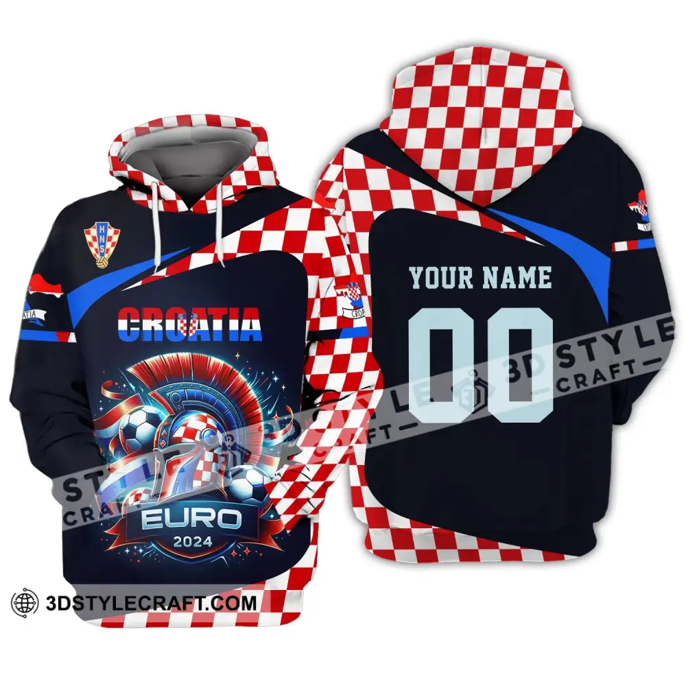 Unisex Shirt Custom Name And Number Croatia Football Polo Long Sleeve Euro 2024 Hoodie / S T-Shirt