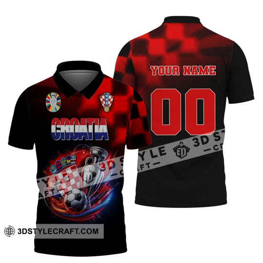 Unisex Shirt, Custom Name and Number Croatia Football Shirt, Croatia Football Polo Long Sleeve, Croatia Euro 2024 Shirt style option 4