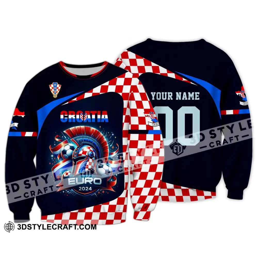 Unisex Shirt Custom Name And Number Croatia Football Polo Long Sleeve Euro 2024 / S T-Shirt