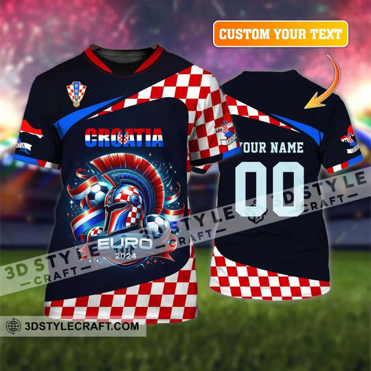 Unisex Shirt, Custom Name and Number Croatia Football Shirt, Croatia Football Polo Long Sleeve, Croatia Euro 2024 Shirt style option 1
