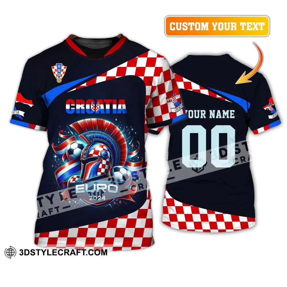 Unisex Shirt Custom Name And Number Croatia Football Polo Long Sleeve Euro 2024 T-Shirt