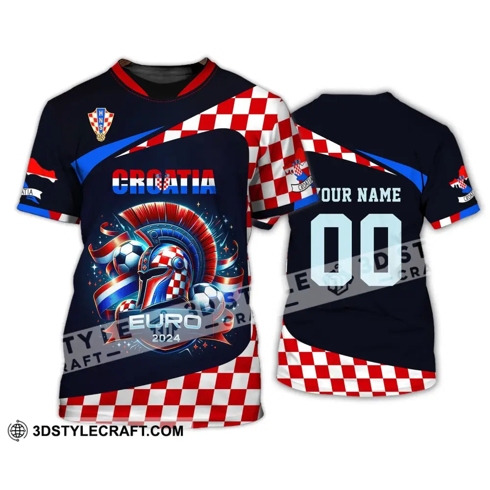 Unisex Shirt Custom Name And Number Croatia Football Polo Long Sleeve Euro 2024 T-Shirt / S