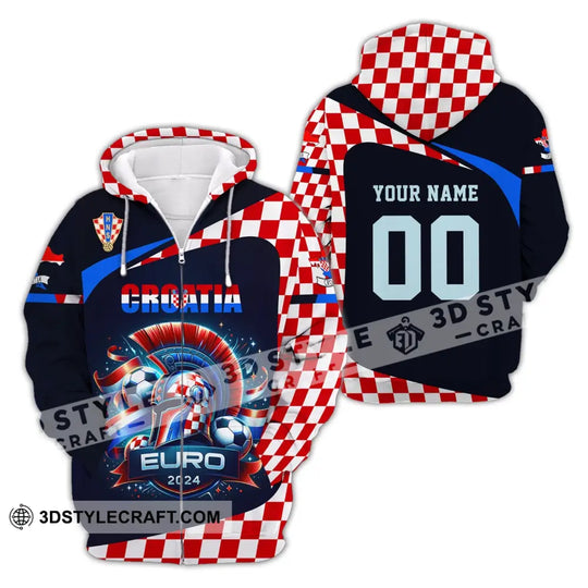 Unisex Shirt, Custom Name and Number Croatia Football Shirt, Croatia Football Polo Long Sleeve, Croatia Euro 2024 Shirt style option 4