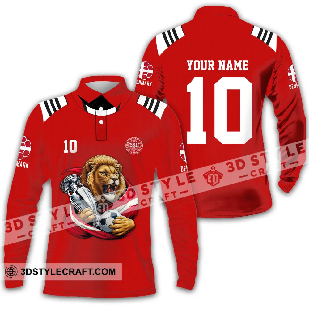 Unisex Shirt - Custom Name And Number Denmark Euro 2024 Football Polo Long Sleeve / S T-Shirt