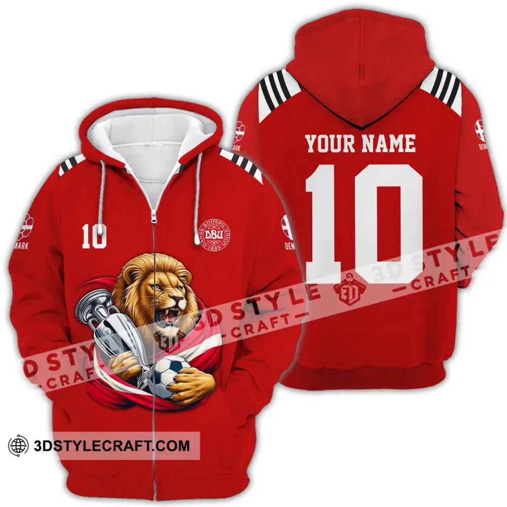 Unisex Shirt - Custom Name And Number Denmark Euro 2024 Football Polo Zipper Hoodie / S T-Shirt