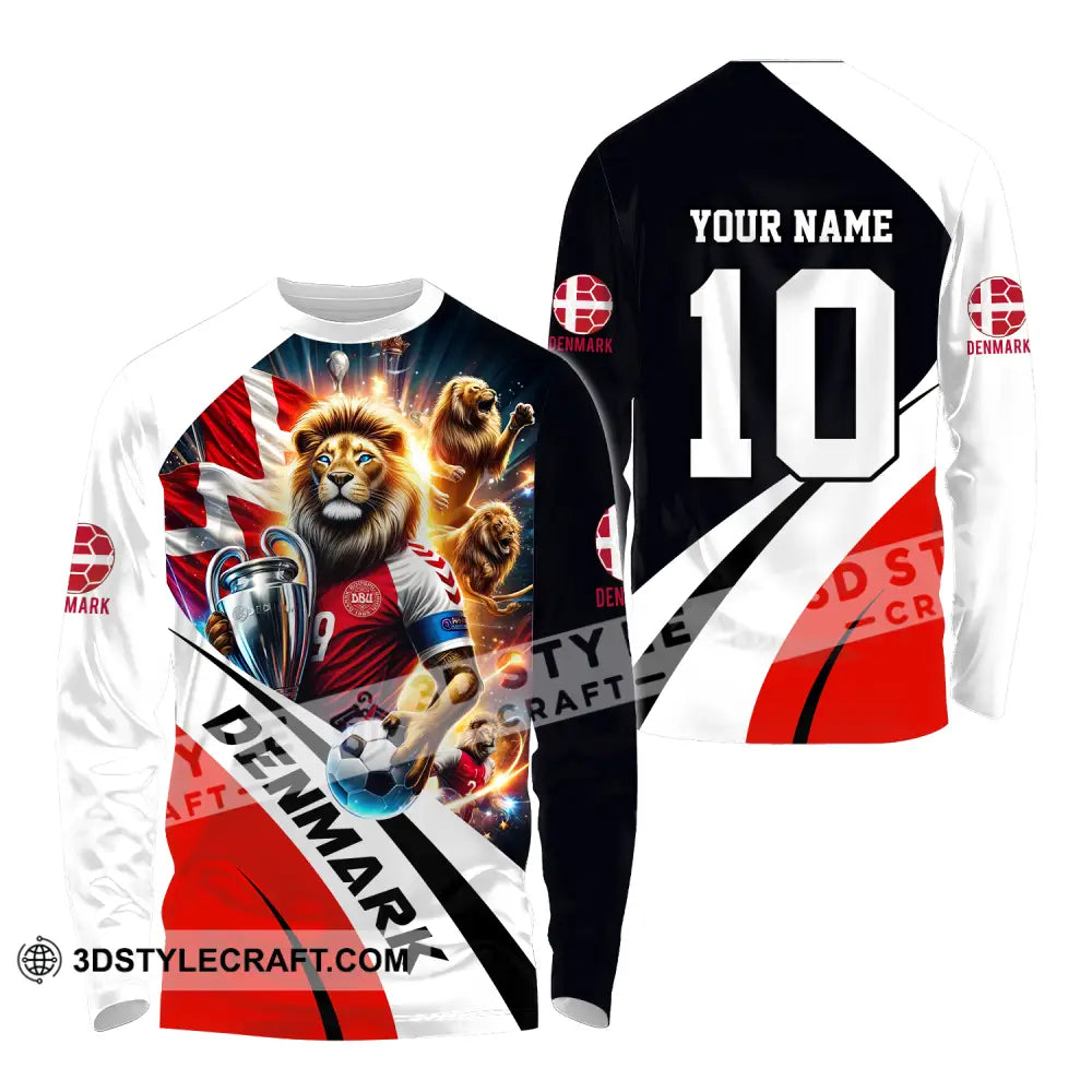 Unisex Shirt - Custom Name And Number Denmark Euro 2024 National Team Long Sleeve / S T-Shirt