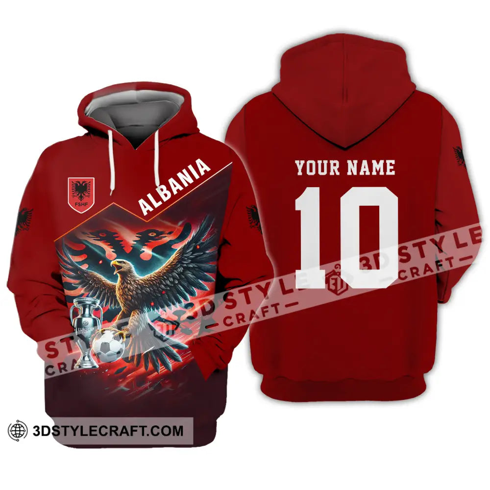 Unisex Shirt - Custom Name And Number Eagle Albania Euro 2024 Team Hoodie / S T-Shirt