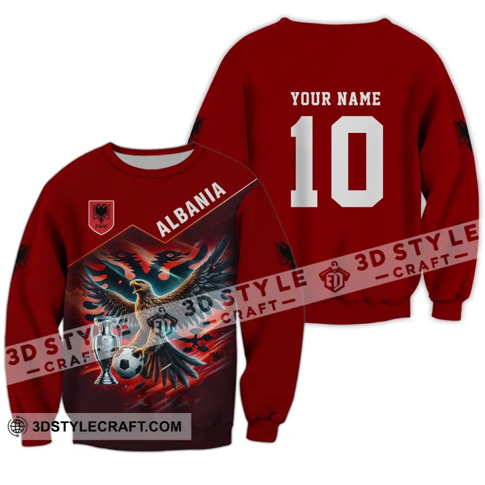 Unisex Shirt - Custom Name And Number Eagle Albania Euro 2024 Team Long Sleeve / S T-Shirt