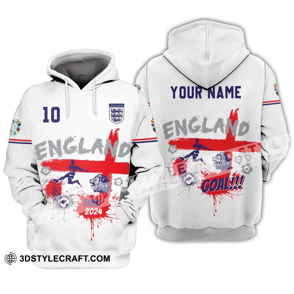 Unisex Shirt - Custom Name And Number England Euro 2024 Team Flag Color Hoodie / S T-Shirt